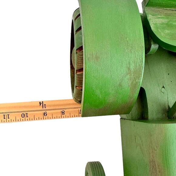Vintage Farm Tractor Handcrafted Wooden Green Toy Art Display by Walter M Rein - Picture 11 of 15